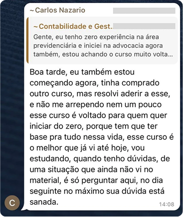 Depoimento visual de aluno da ePREV 10
